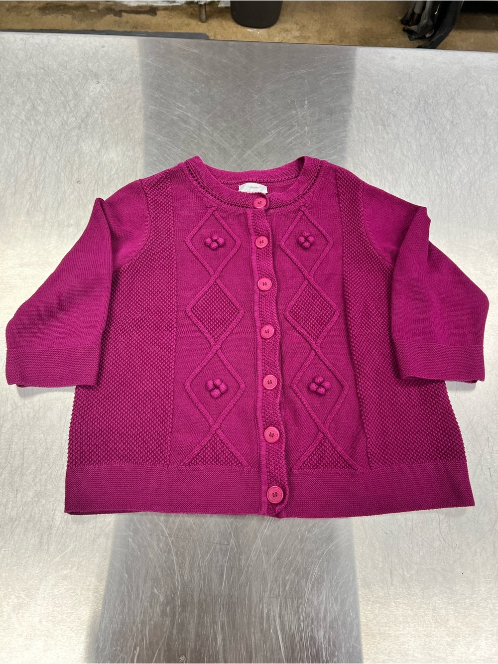 CJ Banks Fuchsia Knit Button-Front Cardigan Women’s 1X